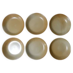 6 assiettes creuses en grès Village vintage