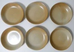 6 assiettes creuses en grès Village vintage