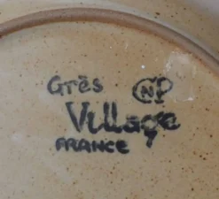 6 assiettes creuses en grès Village vintage