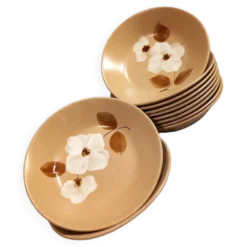 11 assiettes creuses en grès vintages
