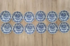 12 Assiettes Creuses Enoch Wedgwood Royal Homes of Britain Bleues