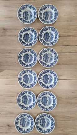12 Assiettes Creuses Enoch Wedgwood Royal Homes of Britain Bleues