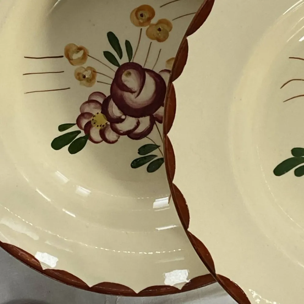 6 assiettes creuses faïence ancienne Longchamp modèle Agen