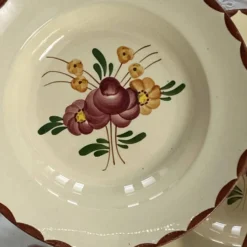 6 assiettes creuses faïence ancienne Longchamp modèle Agen