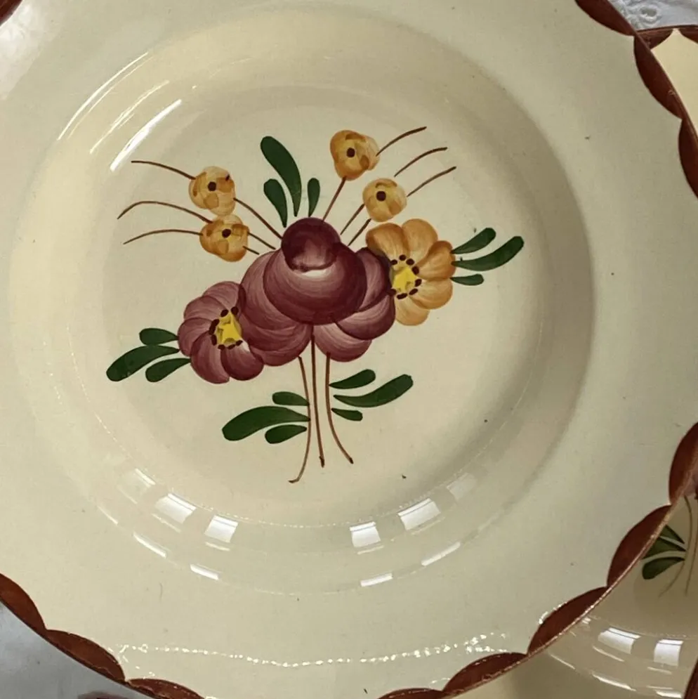 6 assiettes creuses faïence ancienne Longchamp modèle Agen