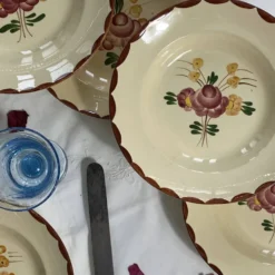 6 assiettes creuses faïence ancienne Longchamp modèle Agen
