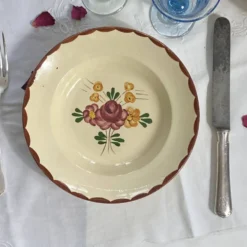 6 assiettes creuses faïence ancienne Longchamp modèle Agen