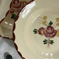6 assiettes creuses faïence ancienne Longchamp modèle Agen