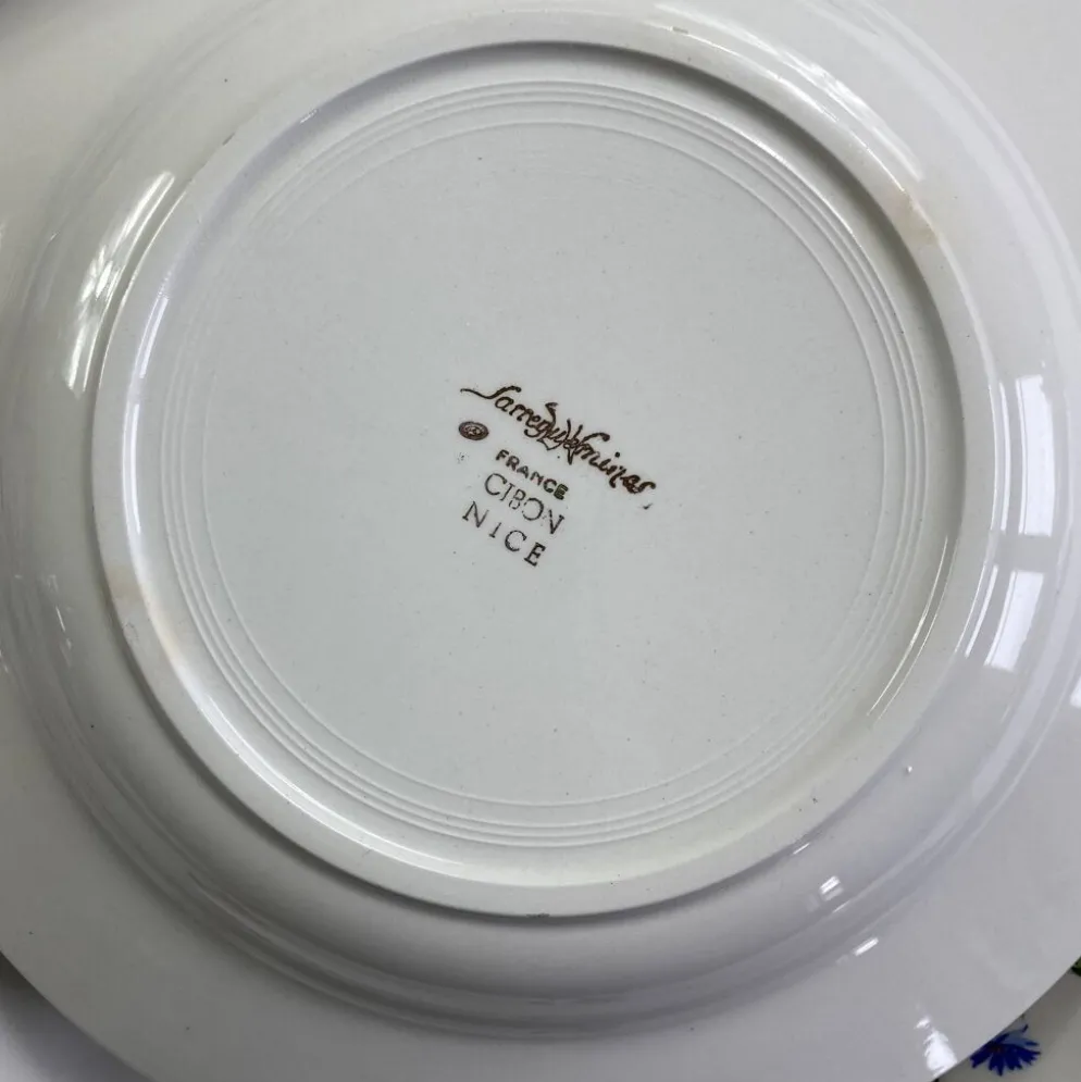 6 assiettes creuses faïence ancienne Sarreguemines modèle Cibon Nice