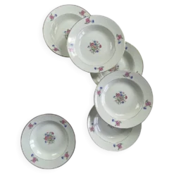 6 assiettes creuses faïence ancienne Sarreguemines modèle Cibon Nice