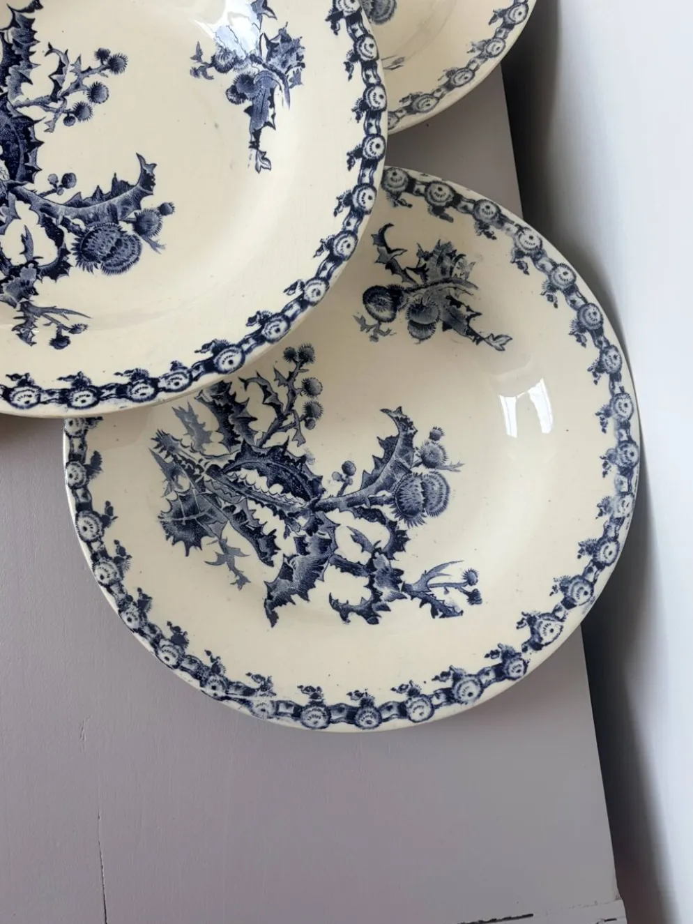 4 assiettes creuses Gien Chardons 260323