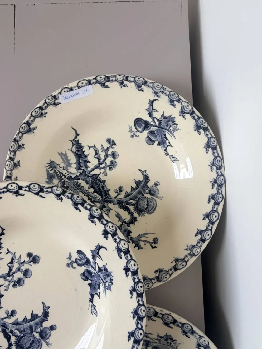4 assiettes creuses Gien Chardons 260323
