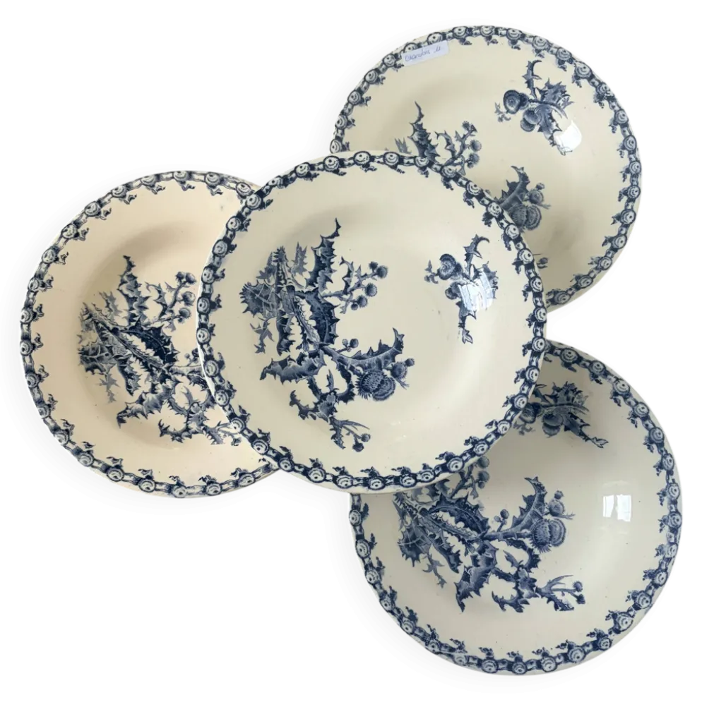4 assiettes creuses Gien Chardons 260323