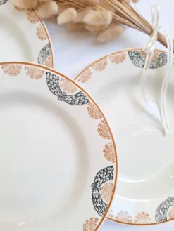 Assiettes creuses HBCM modèle Pauline orange et noir