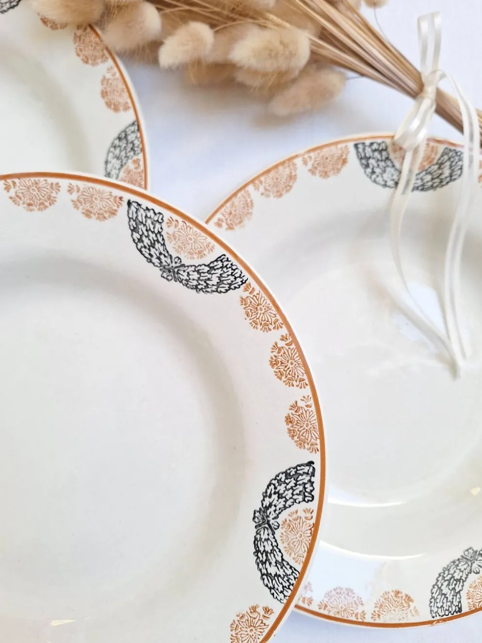 Assiettes creuses HBCM modèle Pauline orange et noir