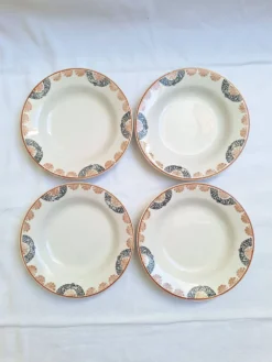 Assiettes creuses HBCM modèle Pauline orange et noir