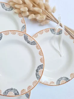 Assiettes creuses HBCM modèle Pauline orange et noir
