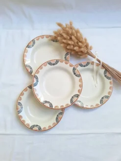 Assiettes creuses HBCM modèle Pauline orange et noir