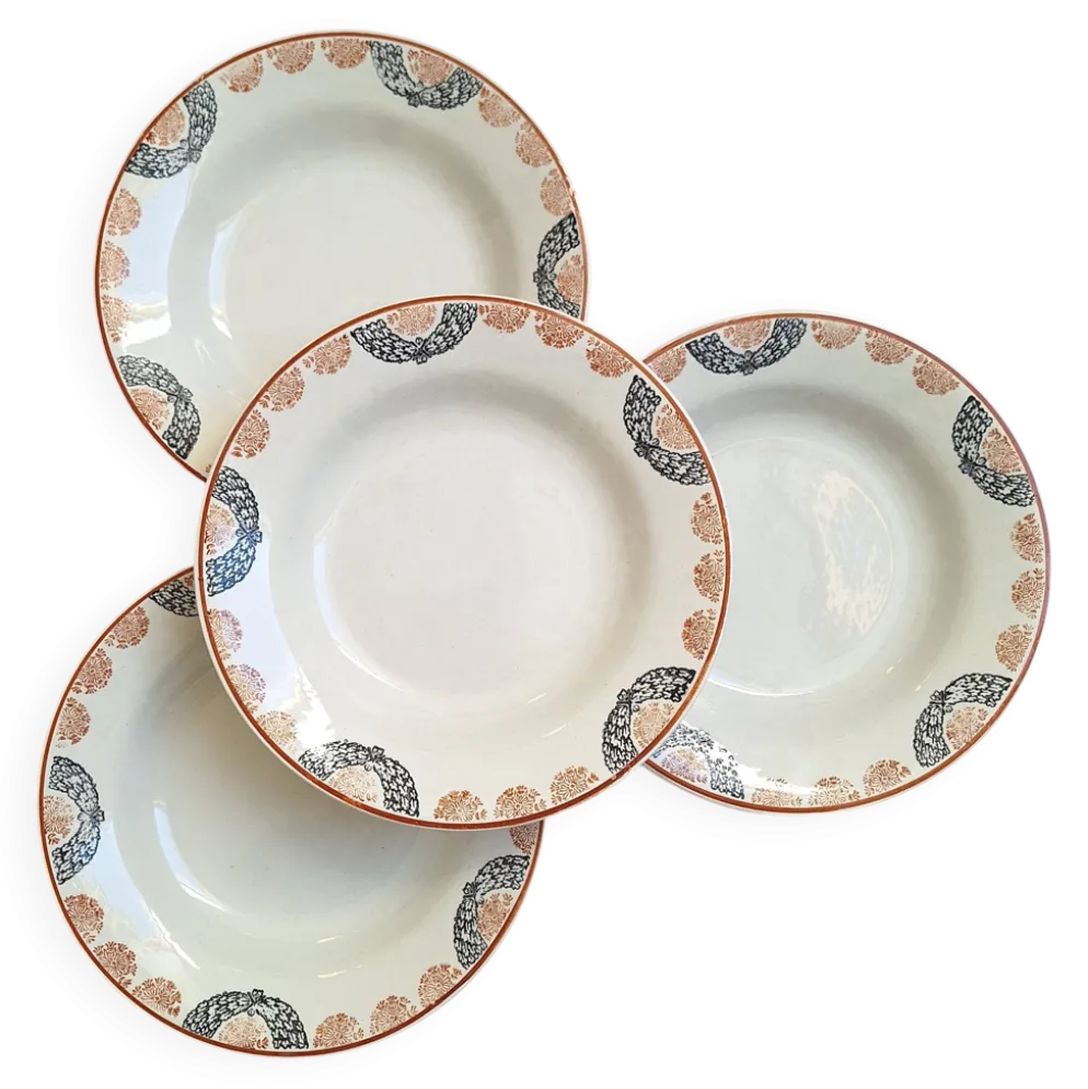 Assiettes creuses HBCM modèle Pauline orange et noir