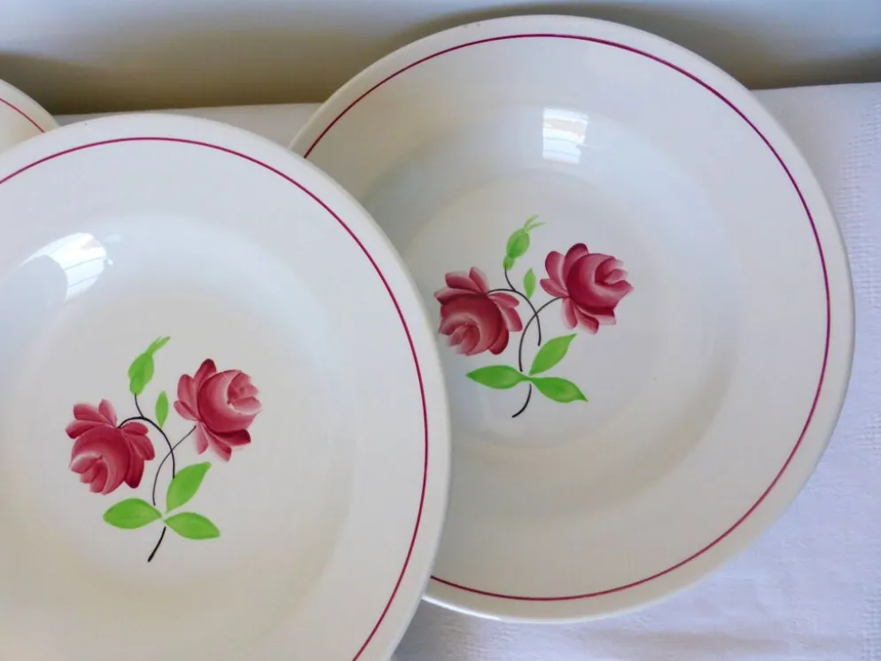 4 assiettes creuses K et G Luneville modèle Rose Mai