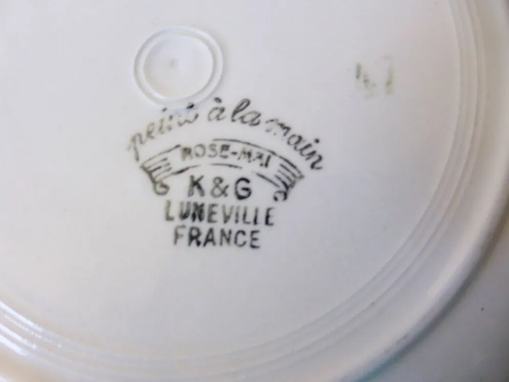 4 assiettes creuses K et G Luneville modèle Rose Mai