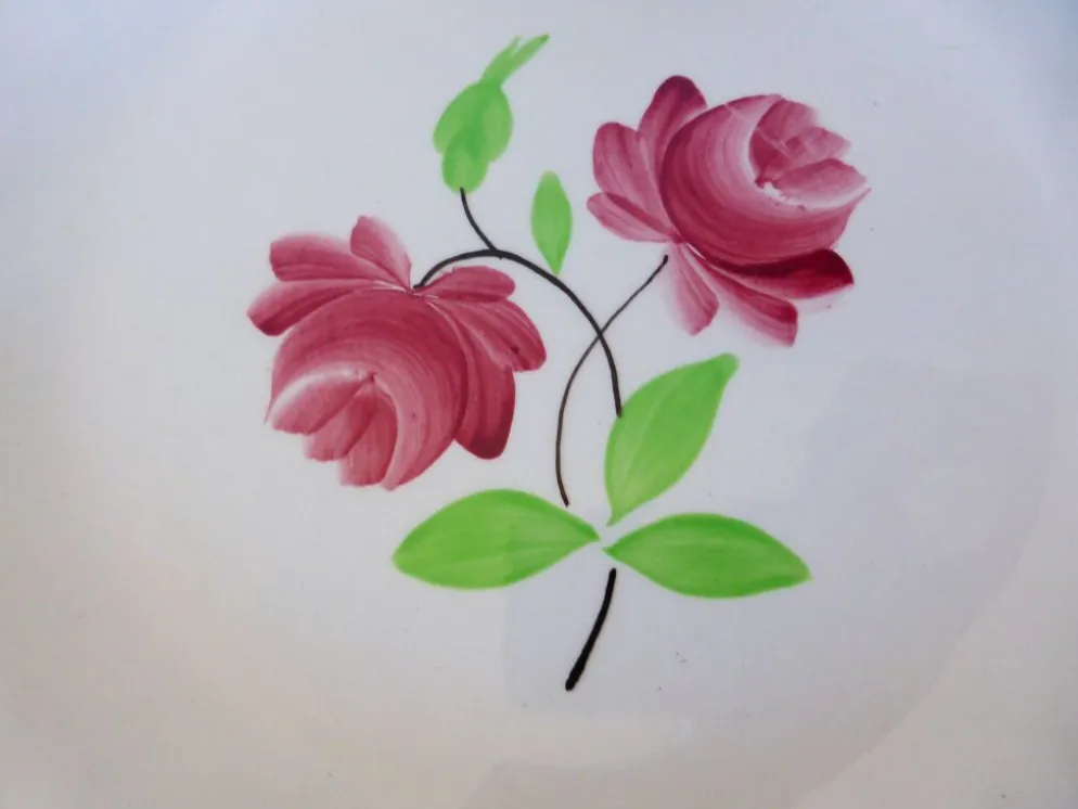 4 assiettes creuses K et G Luneville modèle Rose Mai