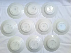 Assiettes creuses l'amandinoise feuilles de chêne bleu vintage