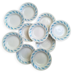 Assiettes creuses l'amandinoise feuilles de chêne bleu vintage