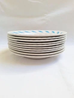 Assiettes creuses l'amandinoise feuilles de chêne bleu vintage