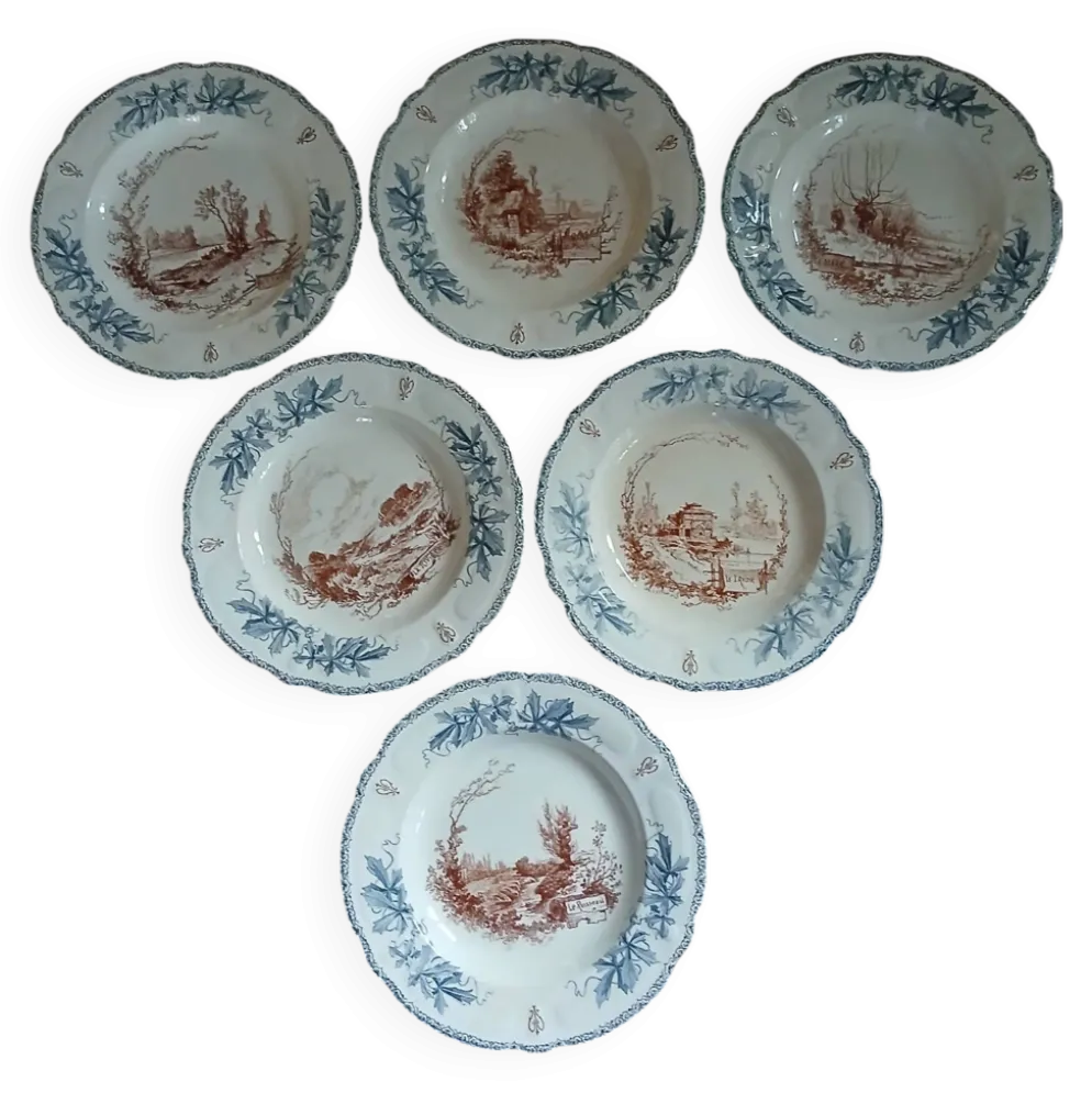 6 assiettes creuses "Louis XIII " Choisy le Roi