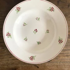 Assiettes creuses Niderviller décor rouge et vert