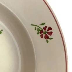 Assiettes creuses Niderviller décor rouge et vert