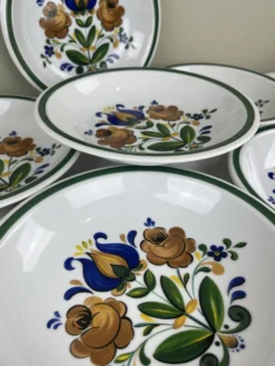 6 assiettes creuses peintes à la main