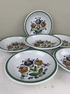 6 assiettes creuses peintes à la main