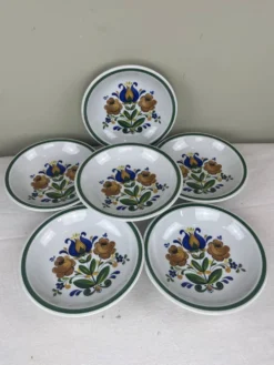 6 assiettes creuses peintes à la main