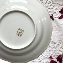 6 assiettes creuses porcelaine blanche dorure Sologne Lamotte