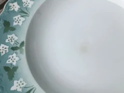 5 assiettes creuses Sarreguemines bord ondulé bleu fleurs blanches