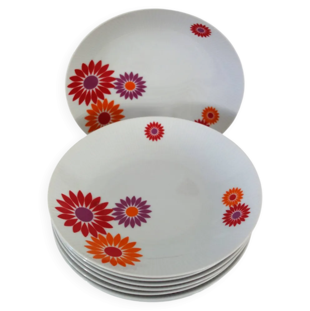 8 Assiettes Creuses Seltmann Weiden West Germany 70's