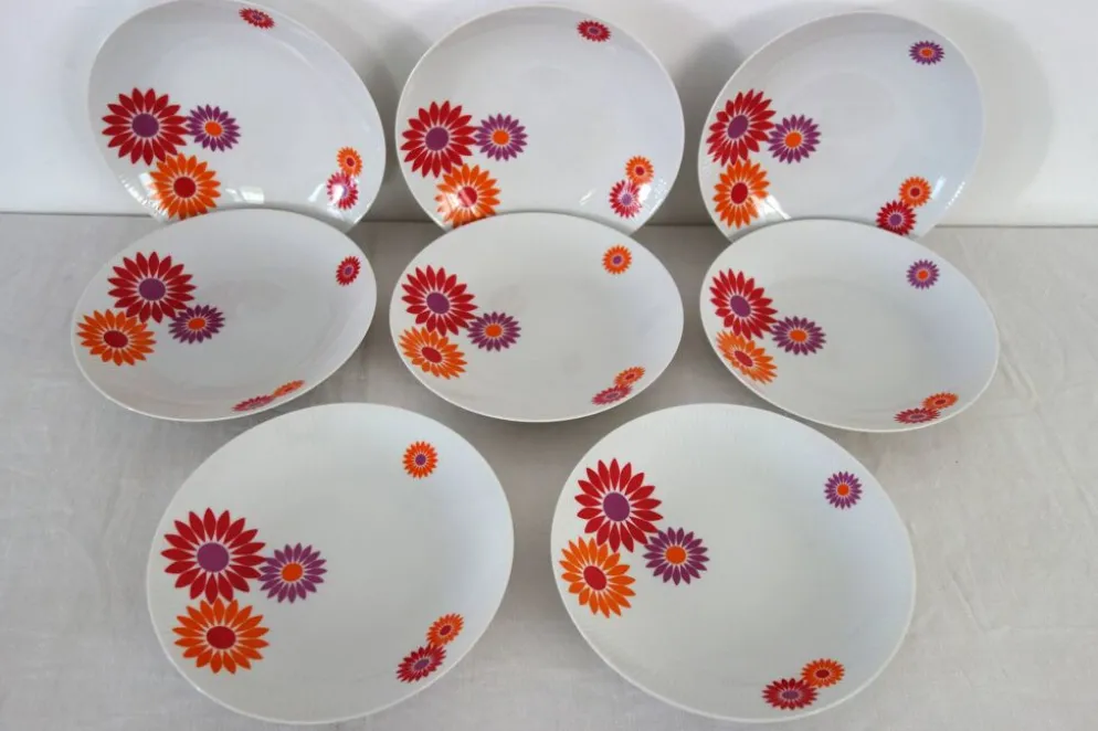 8 Assiettes Creuses Seltmann Weiden West Germany 70's