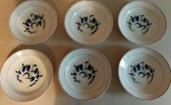 Assiettes creuses série de six faïence de Longchamp décor Simone