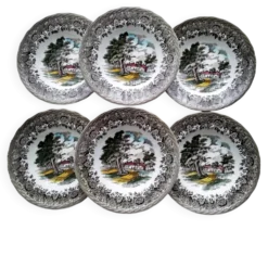 6 Assiettes creuses Staffordshire Modèle Country Style