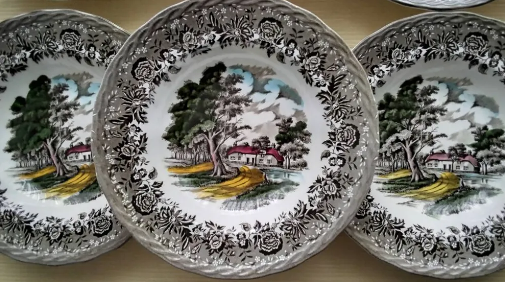6 Assiettes creuses Staffordshire Modèle Country Style