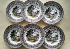 6 Assiettes creuses Staffordshire Modèle Country Style