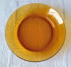 6 assiettes creuses verre trempé caramel Duralex vintage
