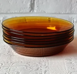6 assiettes creuses verre trempé caramel Duralex vintage