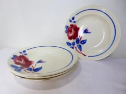 4 assiettes creuses vintage de K&G Luneville modèle Chantal 220516