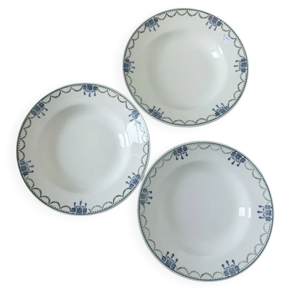 3 assiettes creuses vintage de St Amand 220645
