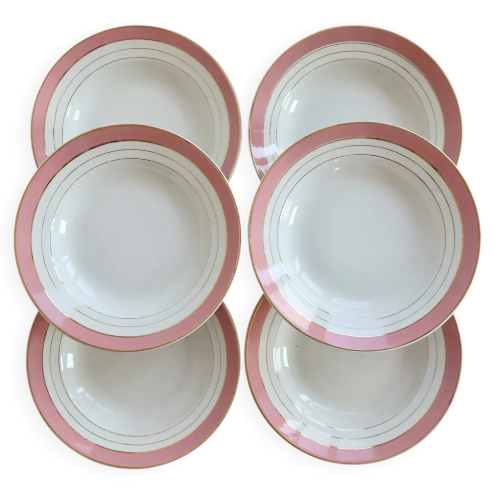 6 assiettes creuses vintage Lunéville K&G modèle Régence