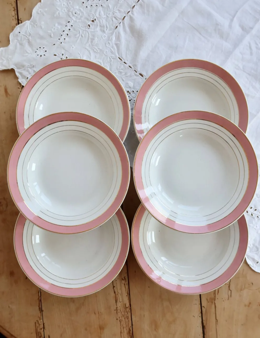 6 assiettes creuses vintage Lunéville K&G modèle Régence