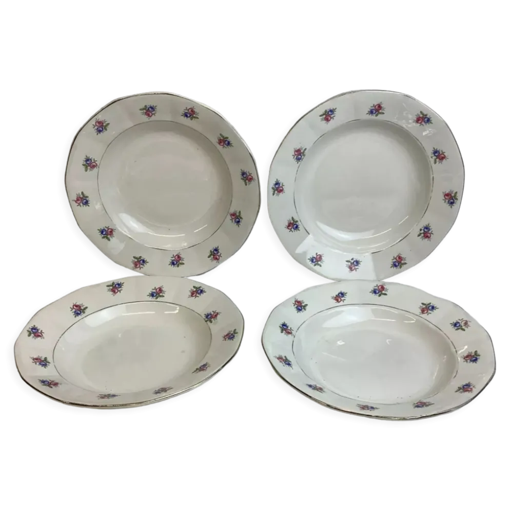 4 Assiettes creuses vintage made in france Digoin Sarreguemines
